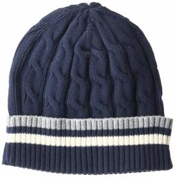 Amazon Brand - Goodthreads Men's Soft Cotton Cable Knit Beanie, Navy, One Size