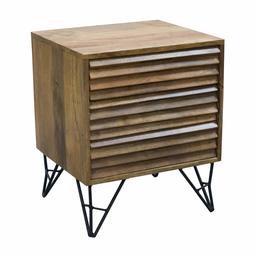 Amazon Brand - Rivet Mango Wood and Iron 3-Drawer Shutter Nightstand, 18