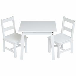 AmazonBasics Kids Solid Wood Table and 2 Chair Set, White