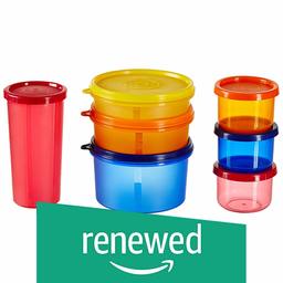 (Renewed) Amazon Brand - Solimo Food Saver Combo - Set of 7 Plastic Lunch Box & Left Over Multi Purpose Containers (535ml x 1, 290ml x 1, 190ml x 1, 350ml x 1, 150ml x 3)