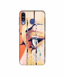 Amazon Brand - Solimo Designer Potrat On Wood 3D Printed Hard Back Case Mobile Cover for Samsung Galaxy M21