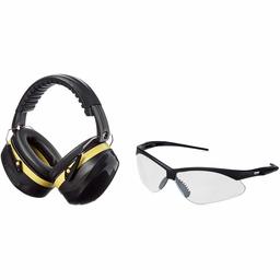 AmazonBasics Safety Ear Muffs in Black and Yellow & Safety Glasses in Clear Lens