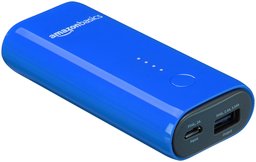 AmazonBasics Portable Charger/Power Bank, 6,700 mAh, Blue