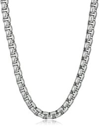 Men's Stainless Steel 4mm Round Box Chain Necklace, 24