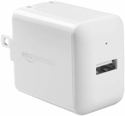 AmazonBasics One-Port USB Wall Charger for Phone, iPad, and Tablet, 12W - White