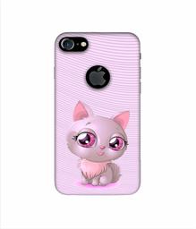 Amazon Brand - Solimo Designer Cute Pink Cat 3D Printed Hard Back Case Mobile Cover for Apple iPhone 7 (with Logo Cut)