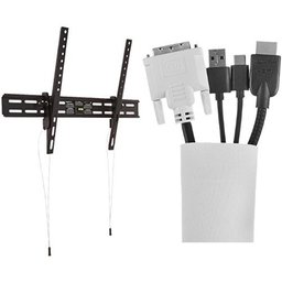 AmazonBasics Heavy-Duty Tilting TV Wall Mount for 37-inch to 80-inch TVs with 80-inch Velcro Cable Sleeve (White)