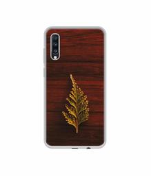 Amazon Brand - Solimo Designer Leaf on Wood UV Printed Soft Back Case Mobile Cover for Samsung Galaxy A70