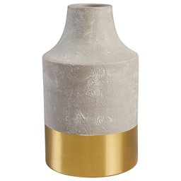 Amazon Brand – Rivet Modern Stoneware Home Decor Flower Vase - 12 x 7.25 Inch, Cement and Gold