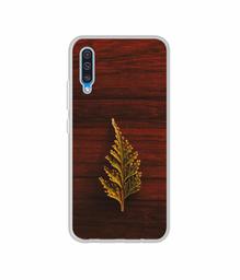 Amazon Brand - Solimo Designer Leaf on Wood UV Printed Soft Back Case Mobile Cover for Samsung Galaxy A50