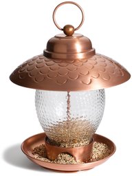 Strathwood Garden Furniture - Basics Bird Feeder Iron with Brushed-Copper Finish and Bubble Glass