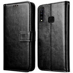 Amazon Brand - Solimo Flip Leather Mobile Cover (Soft & Flexible Back case) for Vivo Z1 Pro (Black)