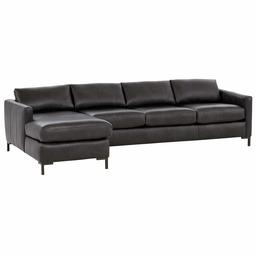 Rivet Edgewest Modern Left-Facing Sofa Chaise Sectional, Leather, 115