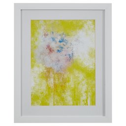 Amazon Brand – Stone & Beam Modern Yellow Abstract Print Wall Art, White Frame, 18