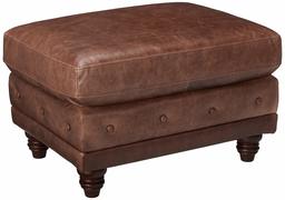 Stone & Beam Bradbury Chesterfield Modern Tufted Leather Ottoman, 30.3