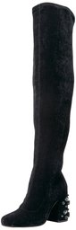 The Fix Amazon Brand Women's Sophia Embellished Block Heel Over-The-Knee Boot, Black, 7.5 B US