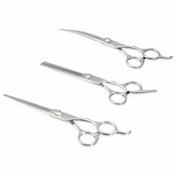 AmazonBasics 3 in 1 Pet Grooming Scissors Set, Stainless steel