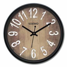 Amazon Brand - Solimo 12-inch Wall Clock - Timber Time (Silent Movement)