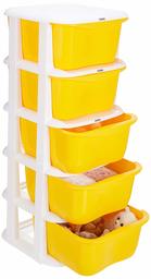 Amazon Brand - Solimo Plastic Multipurpose Modular Drawer, 5 Racks, Yellow