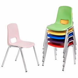 AmazonBasics 10 Inch School Classroom Stack Chair, Chrome Legs, Assorted Color, 6-Pack