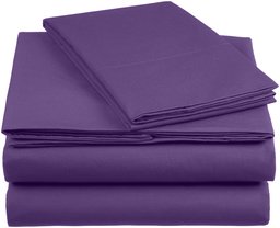 AmazonBasics Everyday 100% Cotton Duvet Set, Dark Purple 135 x 200 cm & 1 Pillowcase 50 x 80 cm