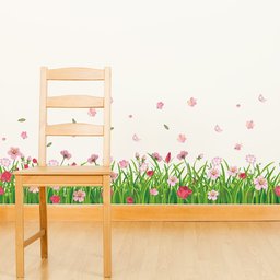 Amazon Brand - Solimo Wall Sticker for Living Room (Flowery Meadow, Ideal Size on Wall: 132 x 49 cm)