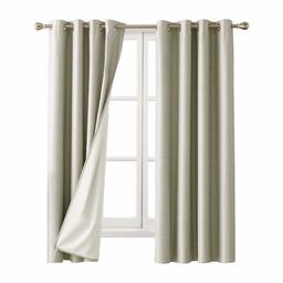 UMI. by Amazon - Cortinas opacas para quarto 2 painéis com revestimento de espuma ilhós 140 x 175 cm bege