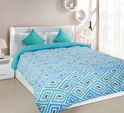 Amazon Brand - Solimo Geometric Maze Microfibre Printed Comforter, Double, 200 GSM, Blue and Green