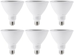 AmazonBasics 90 Watt Equivalent, Bright White, Dimmable, PAR38 LED Light Bulb | 6-Pack