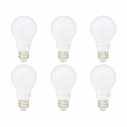 AmazonBasics A19 LED-Glühbirne, nicht dimmbar, 10.000 Stunden Lebensdauer, entspricht A19 60 Watt 6-Pack Weiß (Soft White)