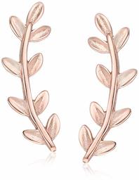 Women's 14K Plated Leaf Climber Stud Earrings, Rose Gold, One Size