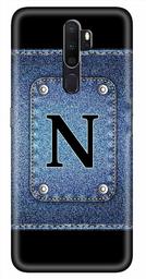 Amazon Brand - Solimo Designer Button Jeans Alphabet-N 3D Printed Hard Back Case Mobile Cover for Oppo A5 (2020)