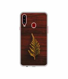 Amazon Brand - Solimo Designer Leaf on Wood UV Printed Soft Back Case Mobile Cover for Samsung Galaxy A20s