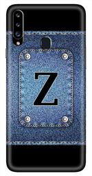 Amazon Brand - Solimo Designer Button Jeans Alphabet-Z 3D Printed Hard Back Case Mobile Cover for Samsung Galaxy A20s