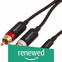 AmazonBasics 3.5mm to 2-Male RCA Adapter Audio Stereo Cable - 8 Feet (Renewed)