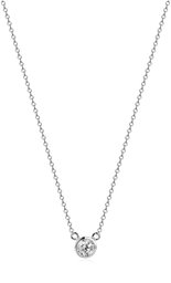 Amazon Collection14k White Gold Bezel Set Solitaire Adjustable Pendant Necklace (1/3cttw, K-L Color, I2-I3 Clarity), 16