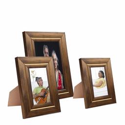 Amazon Brand - Solimo Collage Photo Frames, Set of 3, Tabletop (2 pcs - 4x6 inch, 1 pc - 6x8 inch), Golden