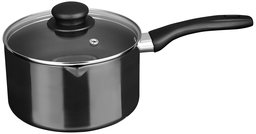 Amazon Brand - Solimo Hard Anodized Sauce Pan, 18cm/ 2.25L, (Induction and Gas Compatible), Black