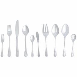 AmazonBasics - Set di 65 posate in acciaio inox, finitura moderna, servizio per 12 persone