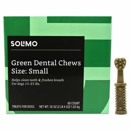 Amazon Brand - Solimo Green Dental Chews Dog Treats, Small Size, 60 Count