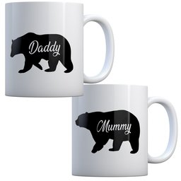 Mummy Daddy Bear Mugs Twinpack New Parents His Hers Mum Dad Cups Pack Of Two