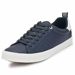 Klepe Men's Navy+White Vulcansied PU Sneakers-8 UK (42 EU) (9 US) (0710J/NVYWHT)