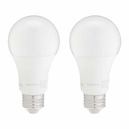 AmazonBasics - foco LED A19 equivalente a 100 W, color blanco suave, no regulable, 10 000 horas de vida útil, 2 unidades (renovado)