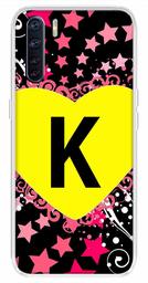 Amazon Brand - Solimo Designer Multicolor Heart Pattern Alphabet-K Printed Soft Back Case Mobile Cover for Oppo F15