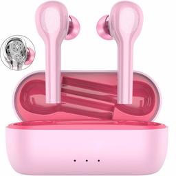 Umi. Essentials auricolari Bluetooth 5.0 TWS True Wireless Stereo per iPhone Samsung Huawei con custodia smart di ricarica brevettata (rosa)