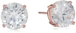 Amazon Essentials Rose Gold Plated Sterling Silver Round Cut Cubic Zirconia Stud Earrings (7.5mm)