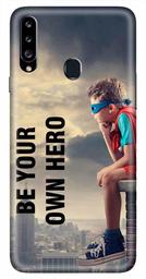 Amazon Brand - Solimo Designer Be Our Own Hero 3D Printed Hard Back Case Mobile Cover for Samsung Galaxy A20s