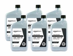 AmazonBasics High Mileage Motor Oil, Full Synthetic, SN Plus, 10W-30, 1 Quart, 6 Pack