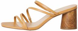 find. Women's Block Heel Assymetric Strippy Sandal, Brown (Camel), 7 UK