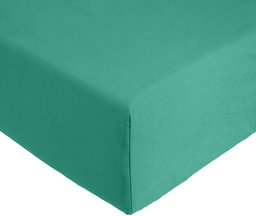 AmazonBasics Everyday - Sábana bajera ajustable (100% algodón) Verde oscuro - 100 x 200 x 30 cm